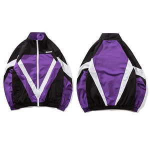 Planet Gates A56981 Purple / L Jacket Windbreaker Men Colorful Patchwork Jacket Coat Casual Zip Up Harajuku Track Jacket Streetwear