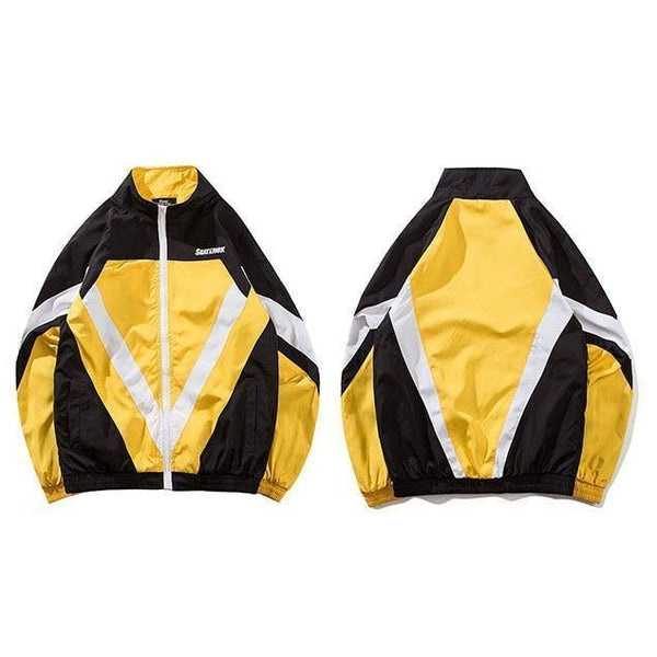 Planet Gates A56981 Yellow / L Jacket Windbreaker Men Colorful Patchwork Jacket Coat Casual Zip Up Harajuku Track Jacket Streetwear