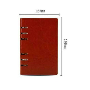 Planet Gates A6 brown Free Logo Custom Leather A5 Notebook Mini Writing Pads Binder Loose leaf Diary Office School Mini A6 PU Notepad with Rings