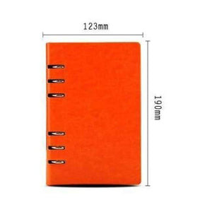 Planet Gates A6 Orange Free Logo Custom Leather A5 Notebook Mini Writing Pads Binder Loose leaf Diary Office School Mini A6 PU Notepad with Rings