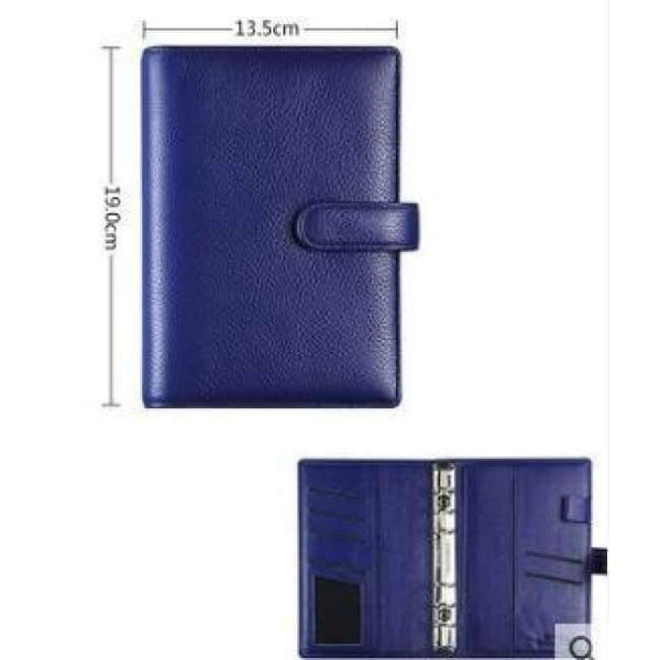 Planet Gates A6 With Hasp Blue Genuine Leather Logo Custom A5 Notebook Cowhide Travelers Loose leaf Office Commercial Writing Pads Diary Rings Binder