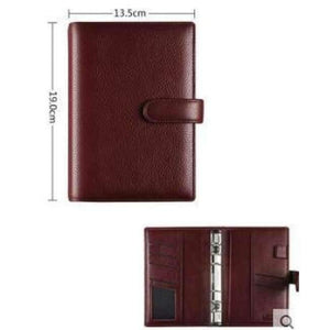 Planet Gates A6 With Hasp Red Genuine Leather Logo Custom A5 Notebook Cowhide Travelers Loose leaf Office Commercial Writing Pads Diary Rings Binder