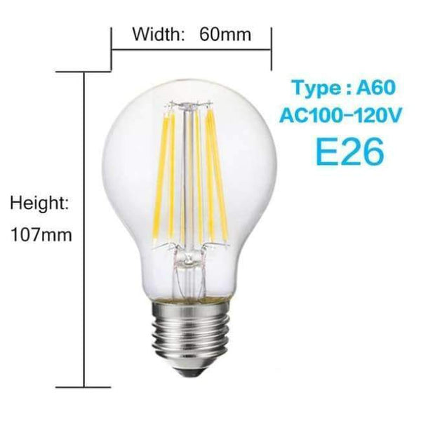 Planet Gates A60 E26 110V / 8W / Yes, Warm White LUCKYLED Led Bulb E27 E14 2W 4W 6W 8W Edison Filament Lamp Light Dimmable 110 220V 240V Vintage Candle Bulbs For Indoor Lighting