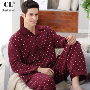 Planet Gates A6109 / M Cotton Plaid Pajamas Homewear Long Sleeve Warm Winter Pyjamas Sleepwear Male Sleep Lounge M-4XL