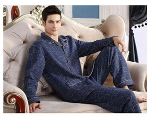 Planet Gates A6109 / M Cotton Plaid Pajamas Homewear Long Sleeve Warm Winter Pyjamas Sleepwear Male Sleep Lounge M-4XL