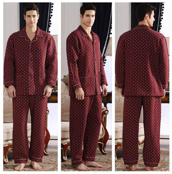 Planet Gates A6109 / M Cotton Plaid Pajamas Homewear Long Sleeve Warm Winter Pyjamas Sleepwear Male Sleep Lounge M-4XL