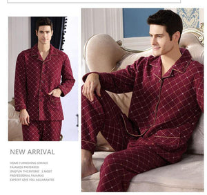 Planet Gates A6109 / M Cotton Plaid Pajamas Homewear Long Sleeve Warm Winter Pyjamas Sleepwear Male Sleep Lounge M-4XL