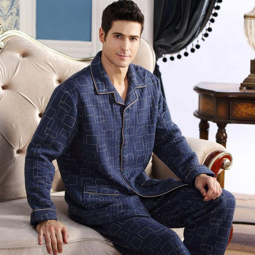 Planet Gates A6109 / M Cotton Plaid Pajamas Homewear Long Sleeve Warm Winter Pyjamas Sleepwear Male Sleep Lounge M-4XL