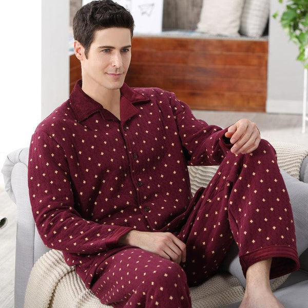 Planet Gates A6109 / M Cotton Plaid Pajamas Homewear Long Sleeve Warm Winter Pyjamas Sleepwear Male Sleep Lounge M-4XL
