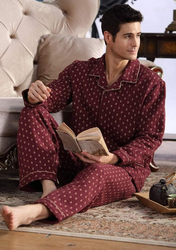 Planet Gates A6109 / M Cotton Plaid Pajamas Homewear Long Sleeve Warm Winter Pyjamas Sleepwear Male Sleep Lounge M-4XL