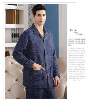 Planet Gates A6109 / M Cotton Plaid Pajamas Homewear Long Sleeve Warm Winter Pyjamas Sleepwear Male Sleep Lounge M-4XL