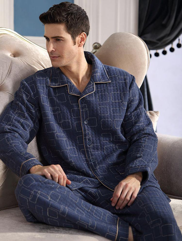 Planet Gates A6109 / M Cotton Plaid Pajamas Homewear Long Sleeve Warm Winter Pyjamas Sleepwear Male Sleep Lounge M-4XL