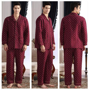 Planet Gates A6109 / M Cotton Plaid Pajamas Homewear Long Sleeve Warm Winter Pyjamas Sleepwear Male Sleep Lounge M-4XL