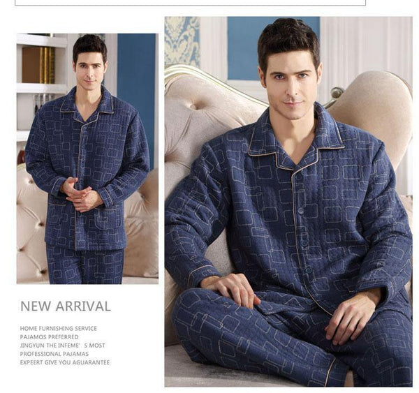 Planet Gates A6109 / M Cotton Plaid Pajamas Homewear Long Sleeve Warm Winter Pyjamas Sleepwear Male Sleep Lounge M-4XL