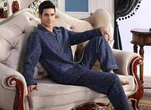 Planet Gates A6109 / M Cotton Plaid Pajamas Homewear Long Sleeve Warm Winter Pyjamas Sleepwear Male Sleep Lounge M-4XL