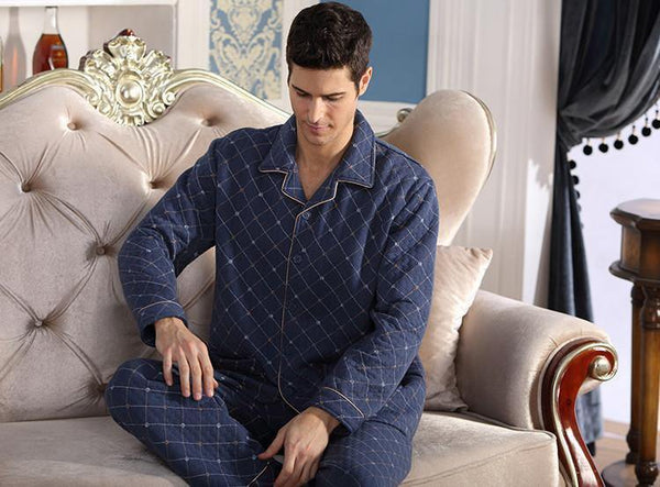 Planet Gates A6109 / M Cotton Plaid Pajamas Homewear Long Sleeve Warm Winter Pyjamas Sleepwear Male Sleep Lounge M-4XL