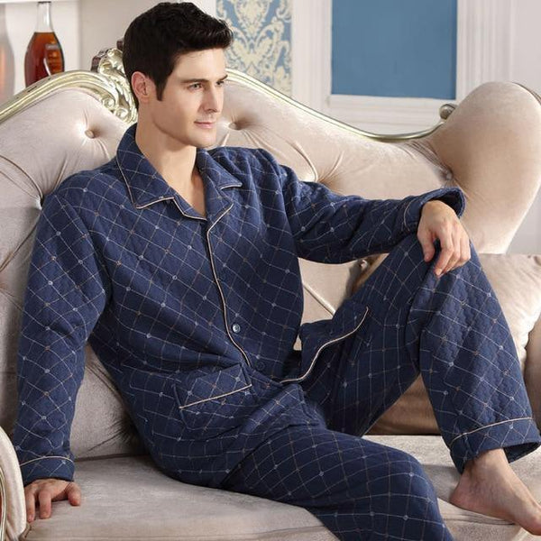 Planet Gates A6112 B / M Cotton Plaid Pajamas Homewear Long Sleeve Warm Winter Pyjamas Sleepwear Male Sleep Lounge M-4XL