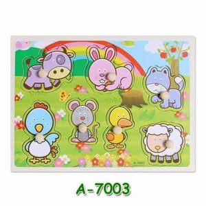 Planet Gates A7003 Kids Early Educational Toys Baby Hand Grasp Wooden Puzzle Toy Children Wood Jigsaw Toy Animals and Digit Learning Education