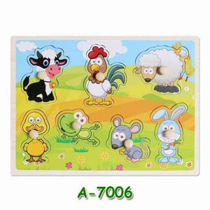 Planet Gates A7006 Kids Early Educational Toys Baby Hand Grasp Wooden Puzzle Toy Children Wood Jigsaw Toy Animals and Digit Learning Education