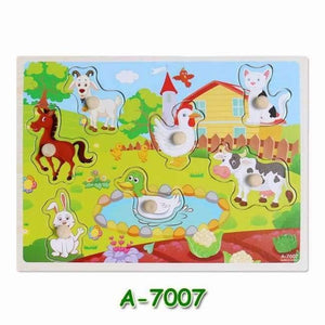 Planet Gates A7007 Kids Early Educational Toys Baby Hand Grasp Wooden Puzzle Toy Children Wood Jigsaw Toy Animals and Digit Learning Education