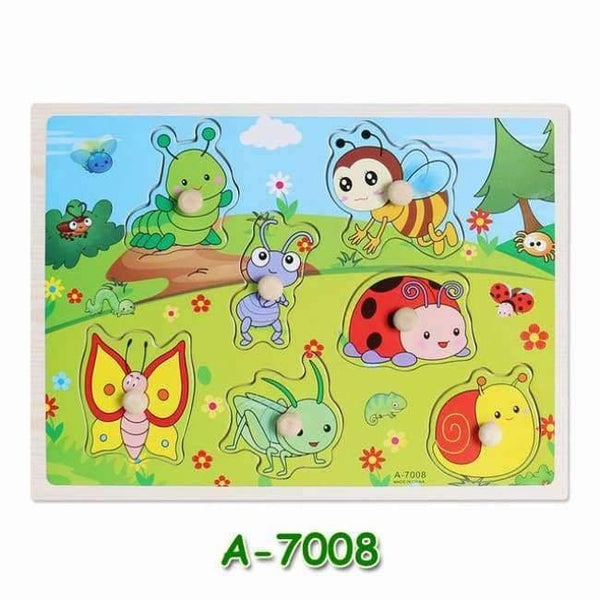 Planet Gates A7008 Kids Early Educational Toys Baby Hand Grasp Wooden Puzzle Toy Children Wood Jigsaw Toy Animals and Digit Learning Education
