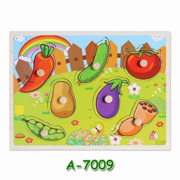 Planet Gates A7009 Kids Early Educational Toys Baby Hand Grasp Wooden Puzzle Toy Children Wood Jigsaw Toy Animals and Digit Learning Education