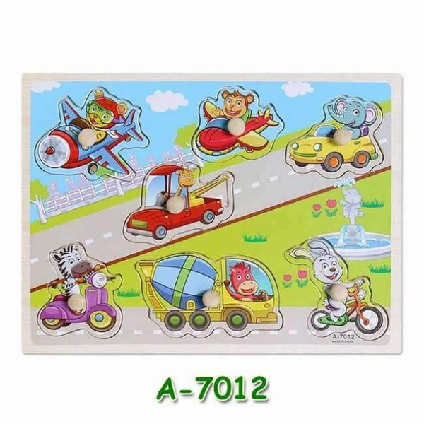 Planet Gates A7012 Kids Early Educational Toys Baby Hand Grasp Wooden Puzzle Toy Children Wood Jigsaw Toy Animals and Digit Learning Education