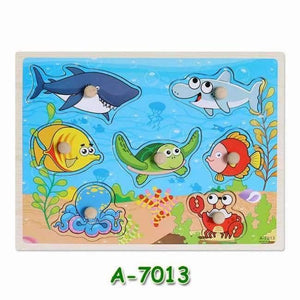 Planet Gates A7013 Kids Early Educational Toys Baby Hand Grasp Wooden Puzzle Toy Children Wood Jigsaw Toy Animals and Digit Learning Education