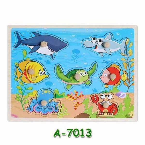 Planet Gates A7013 Kids Early Educational Toys Baby Hand Grasp Wooden Puzzle Toy Children Wood Jigsaw Toy Animals and Digit Learning Education