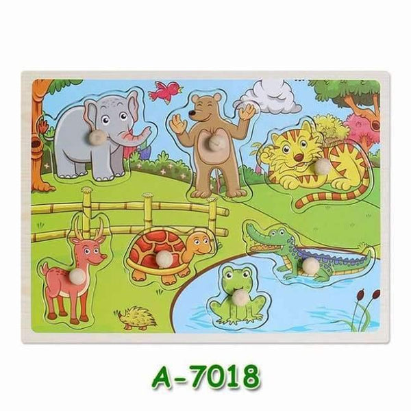 Planet Gates A7018 Kids Early Educational Toys Baby Hand Grasp Wooden Puzzle Toy Children Wood Jigsaw Toy Animals and Digit Learning Education