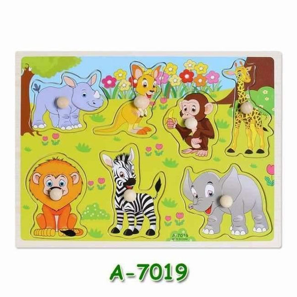 Planet Gates A7019 Kids Early Educational Toys Baby Hand Grasp Wooden Puzzle Toy Children Wood Jigsaw Toy Animals and Digit Learning Education