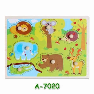 Planet Gates A7020 Kids Early Educational Toys Baby Hand Grasp Wooden Puzzle Toy Children Wood Jigsaw Toy Animals and Digit Learning Education