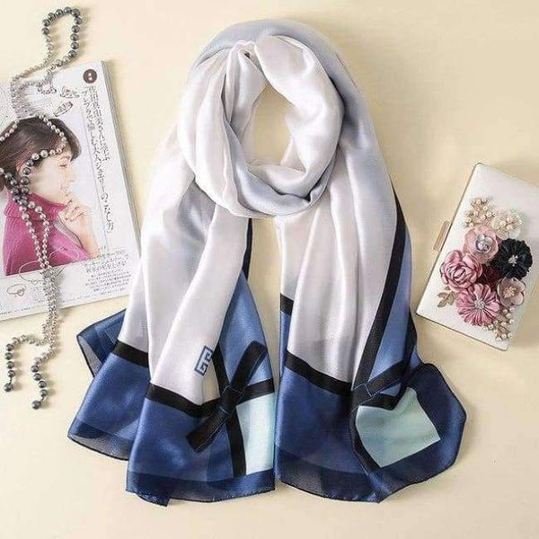 Planet Gates AA10016 grey Silk Scarf Large Long  Hair Scarf Fashion Head Scarf Cute Wrap Shawl Scarfs for Women AA10016