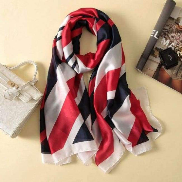 Planet Gates AA10016 red Silk Scarf Large Long  Hair Scarf Fashion Head Scarf Cute Wrap Shawl Scarfs for Women AA10016
