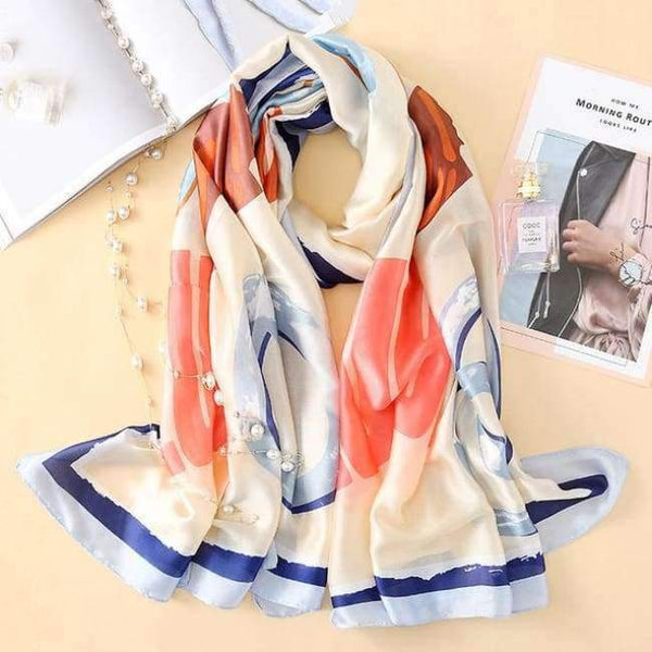 Planet Gates AA10016 sky blue Silk Scarf Large Long  Hair Scarf Fashion Head Scarf Cute Wrap Shawl Scarfs for Women AA10016