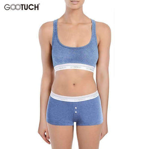 Planet Gates AB BLUE / XXL Bra & Brief Sets Famous Brand Women Bra & Shorts Lounge Underwear Vest Bra Set Cotton Sexy Bra Suit For Girls 2563