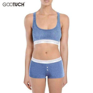 Planet Gates AB BLUE / XXL Bra & Brief Sets Famous Brand Women Bra & Shorts Lounge Underwear Vest Bra Set Cotton Sexy Bra Suit For Girls 2563
