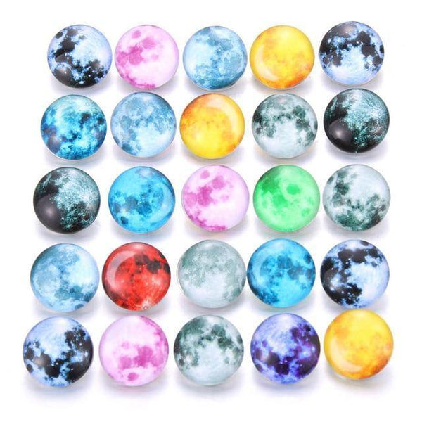 Planet Gates AB214 10pcs/lot Mixed Colors & Pattern 18mm Glass Snap Button Jewelry Faceted Glass Snap Fit Snap Earrings Bracelet Jewelry