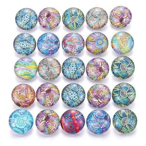Planet Gates AB224 10pcs/lot Mixed Colors & Pattern 18mm Glass Snap Button Jewelry Faceted Glass Snap Fit Snap Earrings Bracelet Jewelry