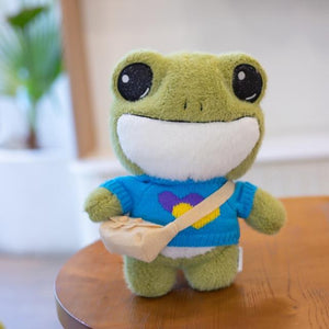 Planet Gates about 29cm / blue heart sweater 29cm Cute Plush Big Eyes Frog Toy Stuffed Animals Soft Sweater Crossbody Bag Kids Toys Birthday Christmas Gift for Girls Boys
