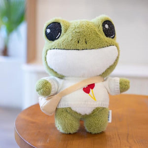 Planet Gates about 29cm / White sweater 29cm Cute Plush Big Eyes Frog Toy Stuffed Animals Soft Sweater Crossbody Bag Kids Toys Birthday Christmas Gift for Girls Boys