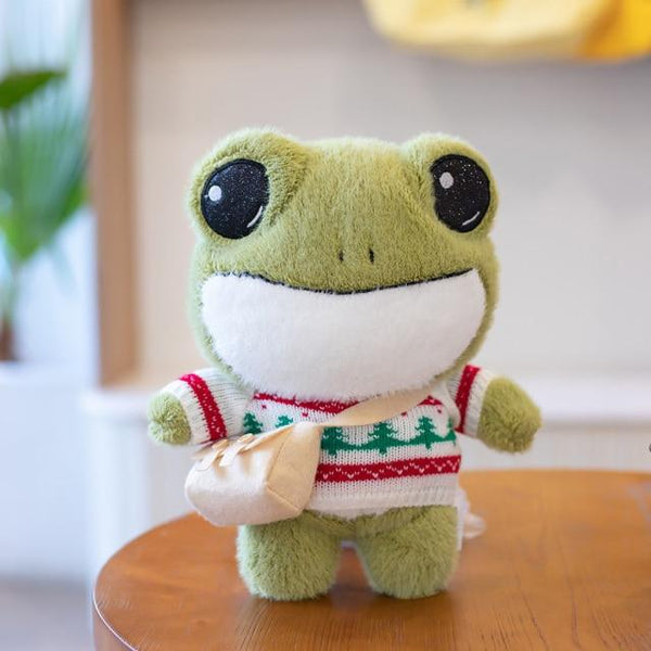 Planet Gates about 29cm / Xmas tree sweater 29cm Cute Plush Big Eyes Frog Toy Stuffed Animals Soft Sweater Crossbody Bag Kids Toys Birthday Christmas Gift for Girls Boys