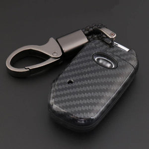 Planet Gates ABS Carbon Fiber Shell+Silicone Cover Remote Key Holder Fob Case&KeyChain For Kia Sportage R 2018