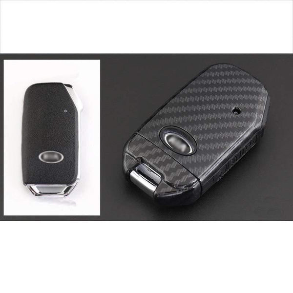 Planet Gates ABS Carbon Fiber Shell+Silicone Cover Remote Key Holder Fob Case&KeyChain For Kia Sportage R 2018