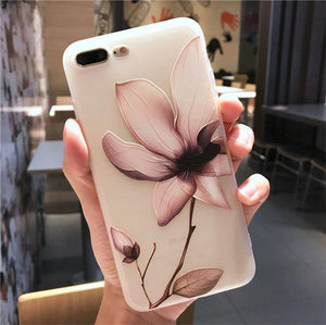 Planet Gates AC0095 / For iPhone X USLION Lotus Flower Case For iPhone 8 Plus XS Max XR 3D Relief Rose Floral Phone Case For iPhone X 7 6 6S Plus 5 SE TPU Cover