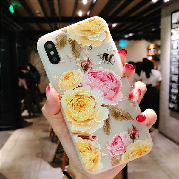 Planet Gates AC0095 / For iPhone X USLION Lotus Flower Case For iPhone 8 Plus XS Max XR 3D Relief Rose Floral Phone Case For iPhone X 7 6 6S Plus 5 SE TPU Cover