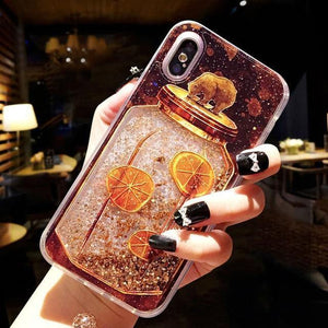 Planet Gates AC0358 / For iPhone XS USLION Flowing Quicksand Case For iPhone 7 Plus XR XS Max X 8 7 6 6s Plus Cute Bear Dolphin Bling Powder Phone Cases Clear Cover