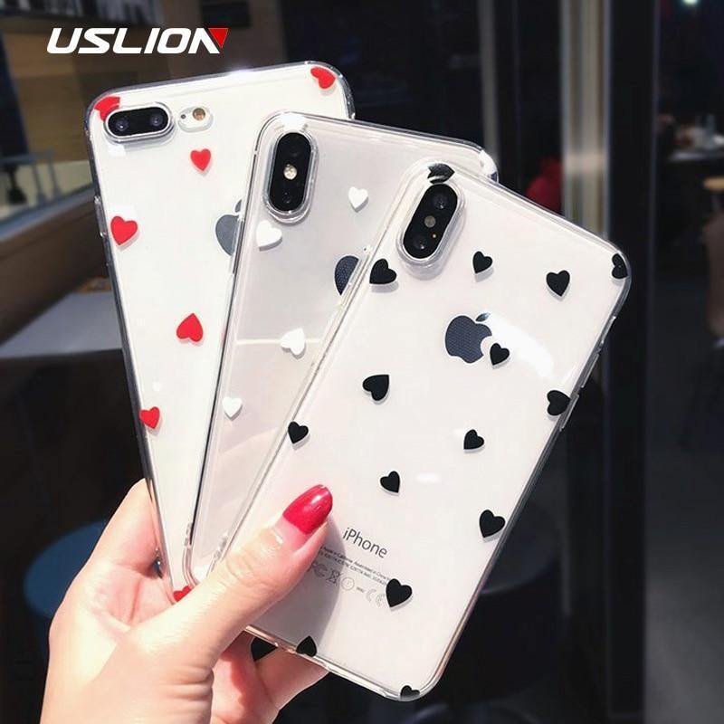 Planet Gates AC0651 / For iPhone X USLION Transparent Love Heart Silicon Case For iPhone 6 S 7 8 Plus XS Max Wave Point Soft TPU Phone Cases Cover For iPhone XR X