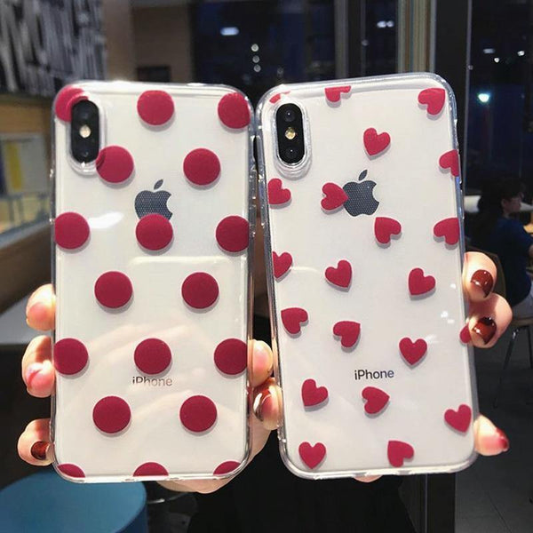 Planet Gates AC0651 / For iPhone X USLION Transparent Love Heart Silicon Case For iPhone 6 S 7 8 Plus XS Max Wave Point Soft TPU Phone Cases Cover For iPhone XR X