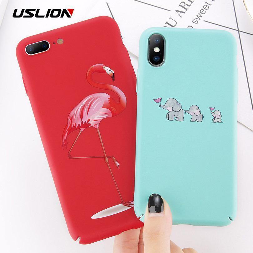 Planet Gates AC0875 / For iPhone X USLION Cartoon Flamingo Phone Case For iPhone 8 Plus Cute Elephant Pattern Cases For iPhone X 8 7 6 6S Plus Hard PC Back Cover